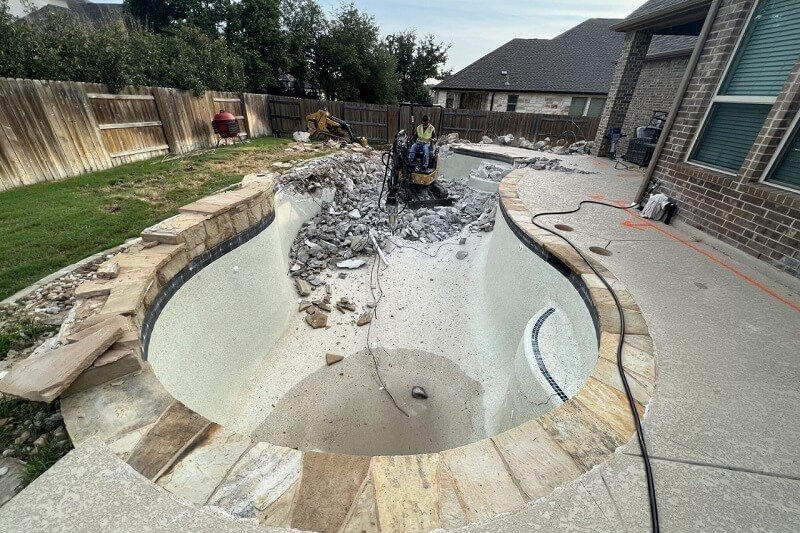 Swimming pool during demolition